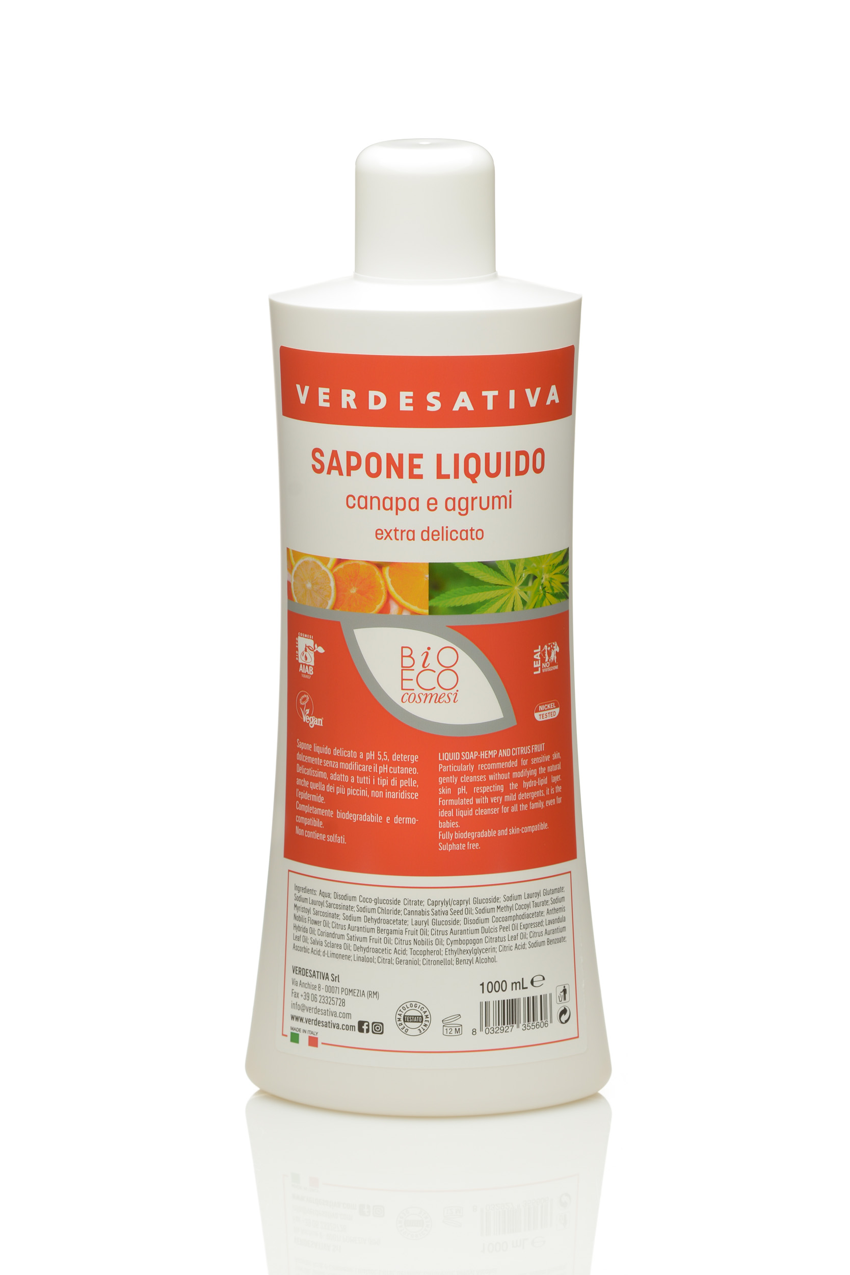 Sapone Liquido canapa e agrumi 100% naturale e bio degradabile 1lt